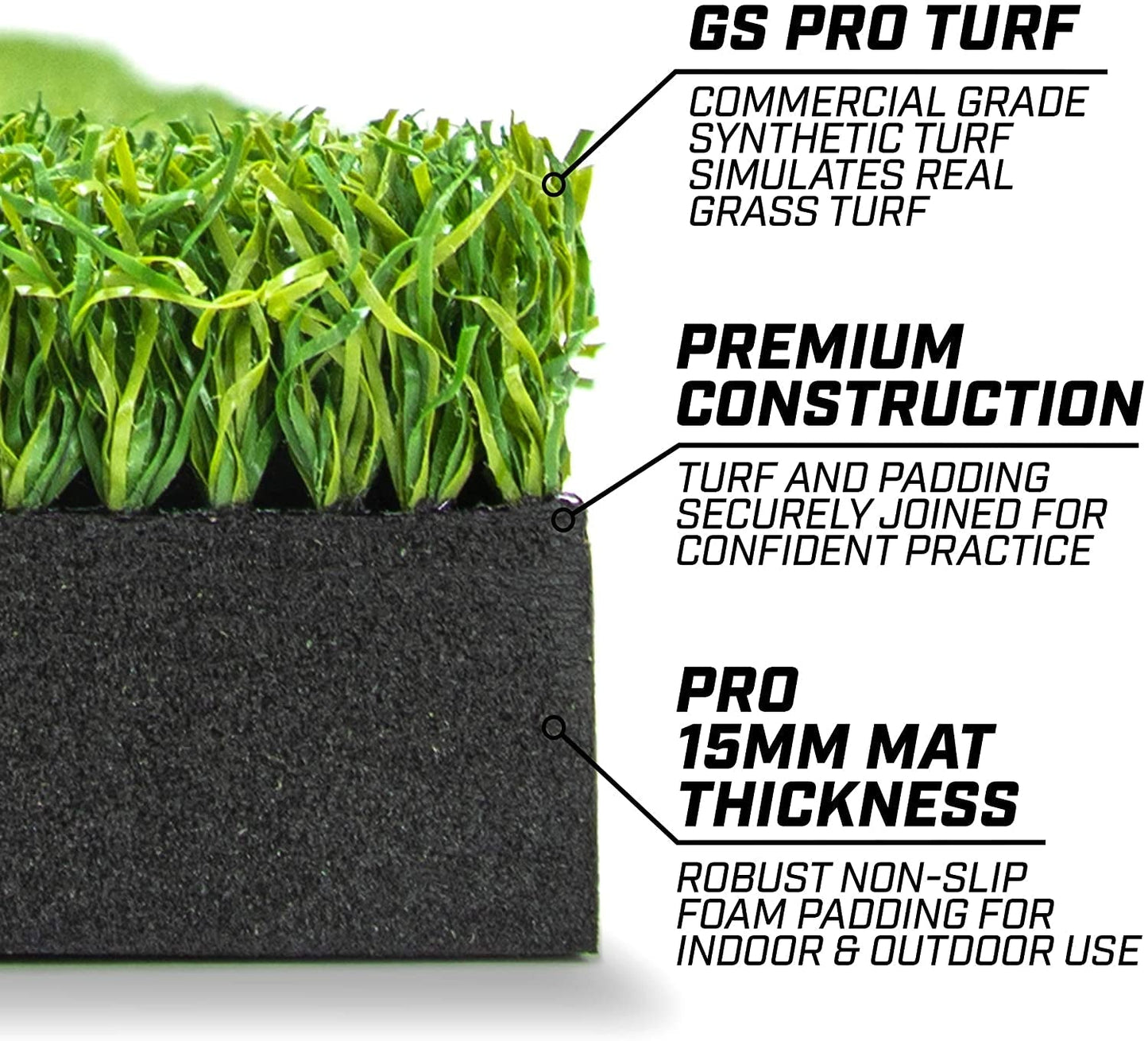 Gosports Golf Hitting Mat Artificial Turf Mat for Indoor/Outdoor Practice Includes 3 Rubber Tees - Standard, PRO, or Elite