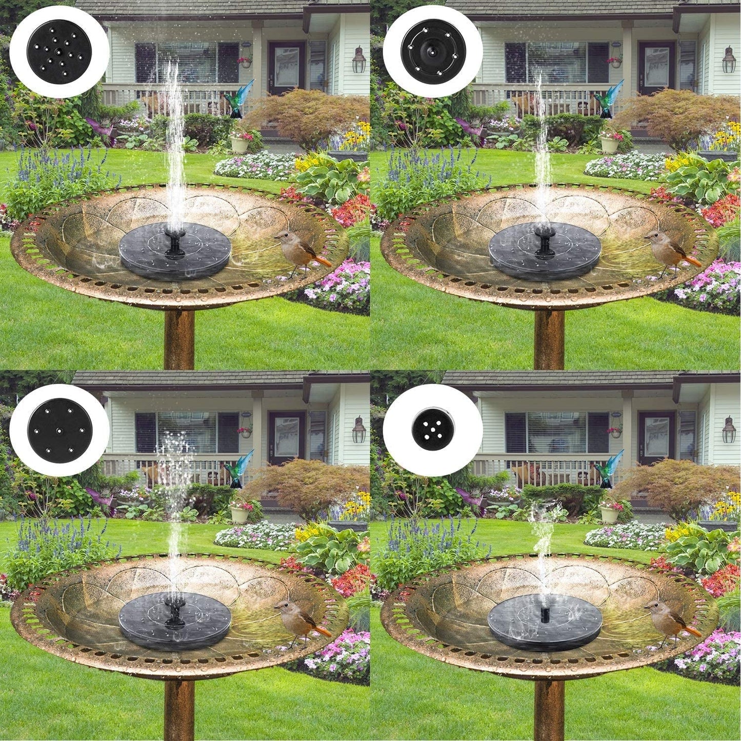 Solar Bird Bath Fountain Pump, Upgrade Solar Fountain with 6 Nozzle, Free Standing Floating Solar Powered Water Fountain Pump for Bird Bath, Garden, Pond, Pool, Outdoor
