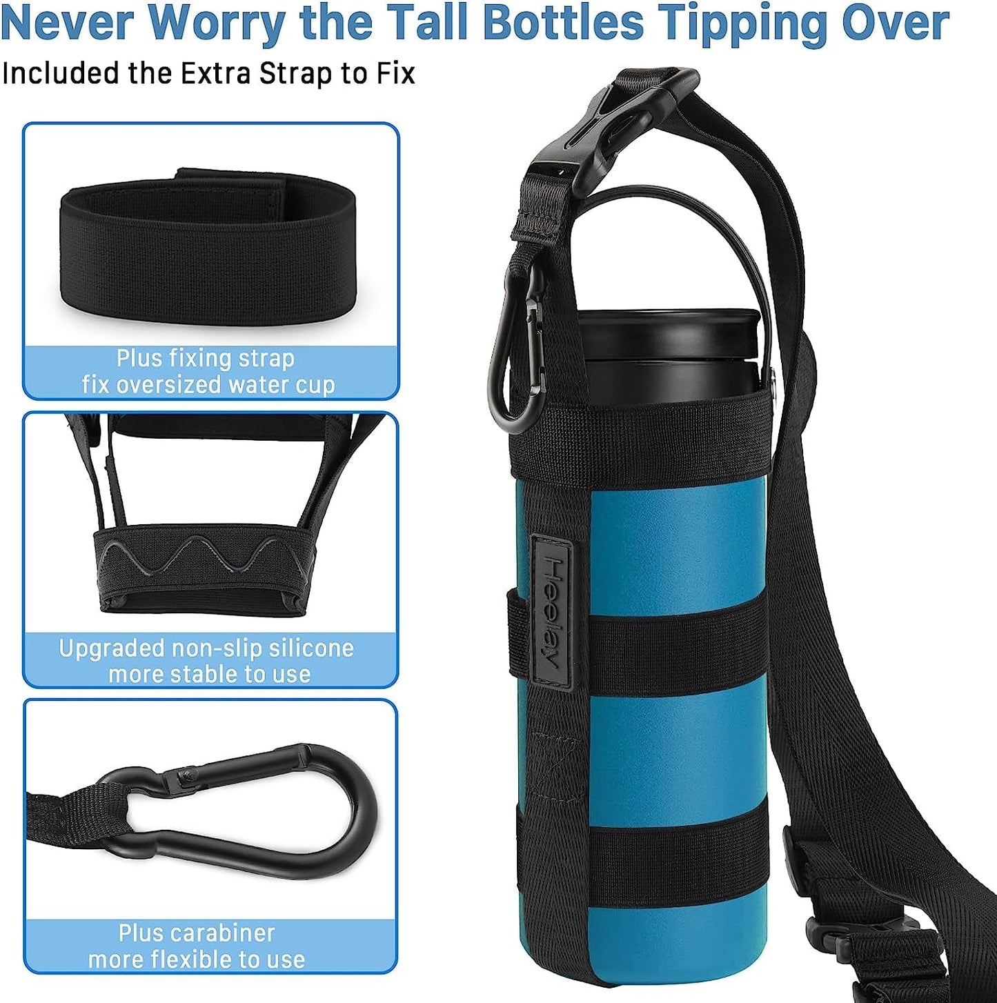 Carrier Strap, for 12/25/32/40/64 Oz Universal/Hydro Flask Water Bottles, Adjustable Shoulder Strap & Carabiner, for Walking Hiking Gym (Bottle Excluded)