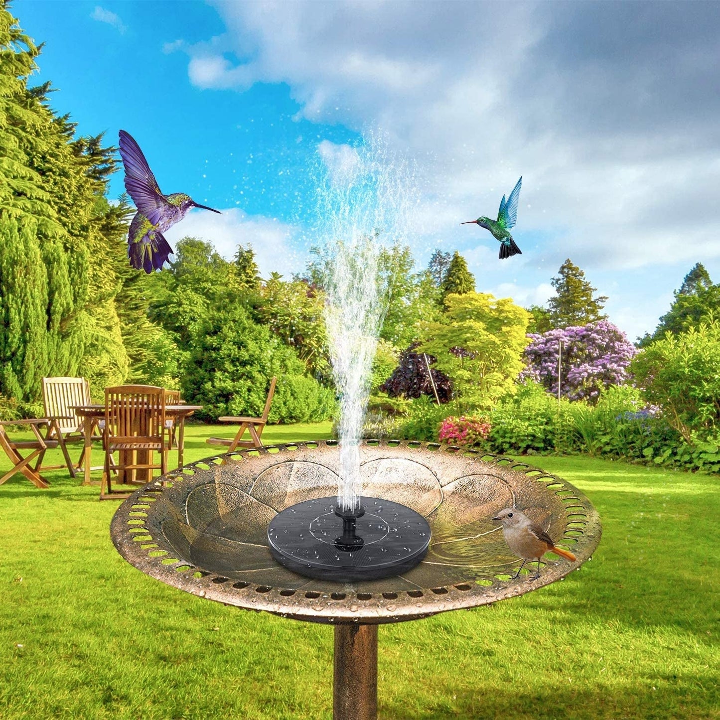 Solar Bird Bath Fountain Pump, Upgrade Solar Fountain with 6 Nozzle, Free Standing Floating Solar Powered Water Fountain Pump for Bird Bath, Garden, Pond, Pool, Outdoor