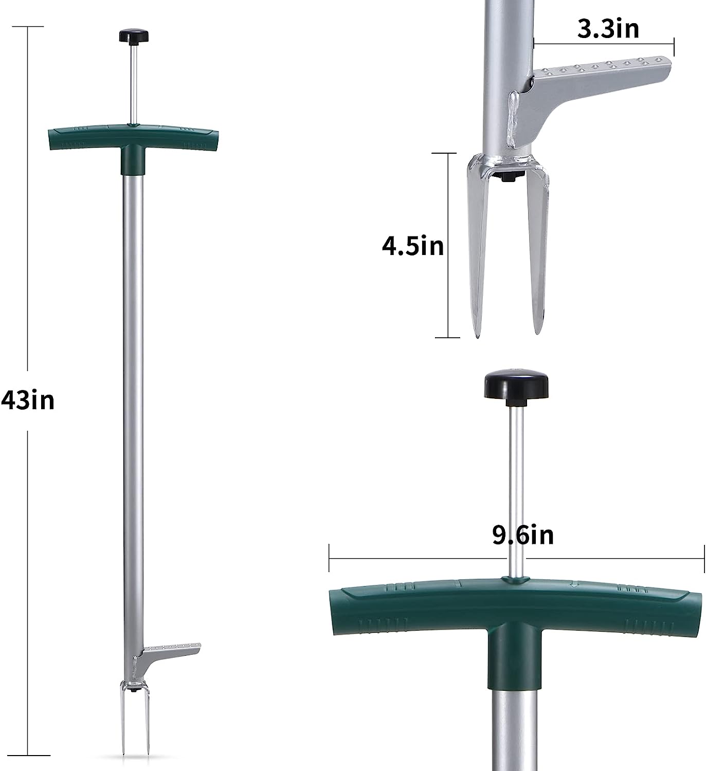 Weed Puller, Stand up Weeder Manual Weeding Tool, Long Handle Gardening Weed Puller Tool for Dandelion, Twist Hand Weeder with 2 Stainless Steel Claws Grabber