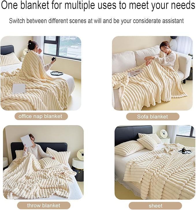 Luxurious Faux Rabbit Fur Throw Blanket