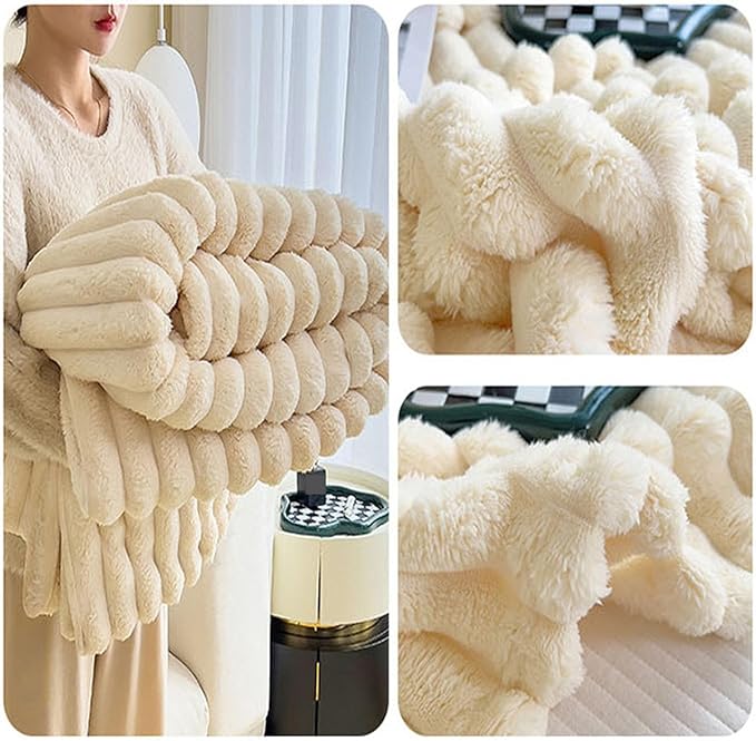 Luxurious Faux Rabbit Fur Throw Blanket