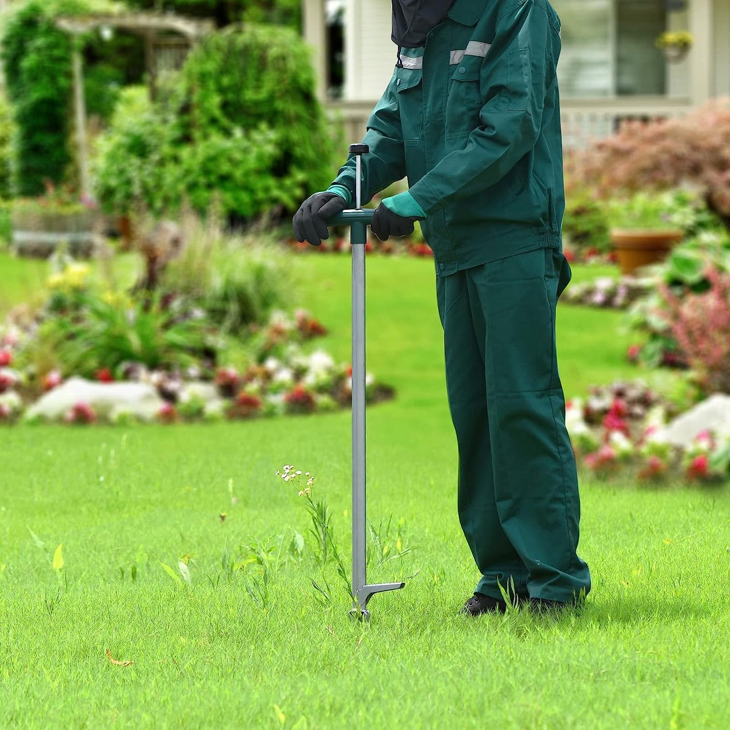 Weed Puller, Stand up Weeder Manual Weeding Tool, Long Handle Gardening Weed Puller Tool for Dandelion, Twist Hand Weeder with 2 Stainless Steel Claws Grabber