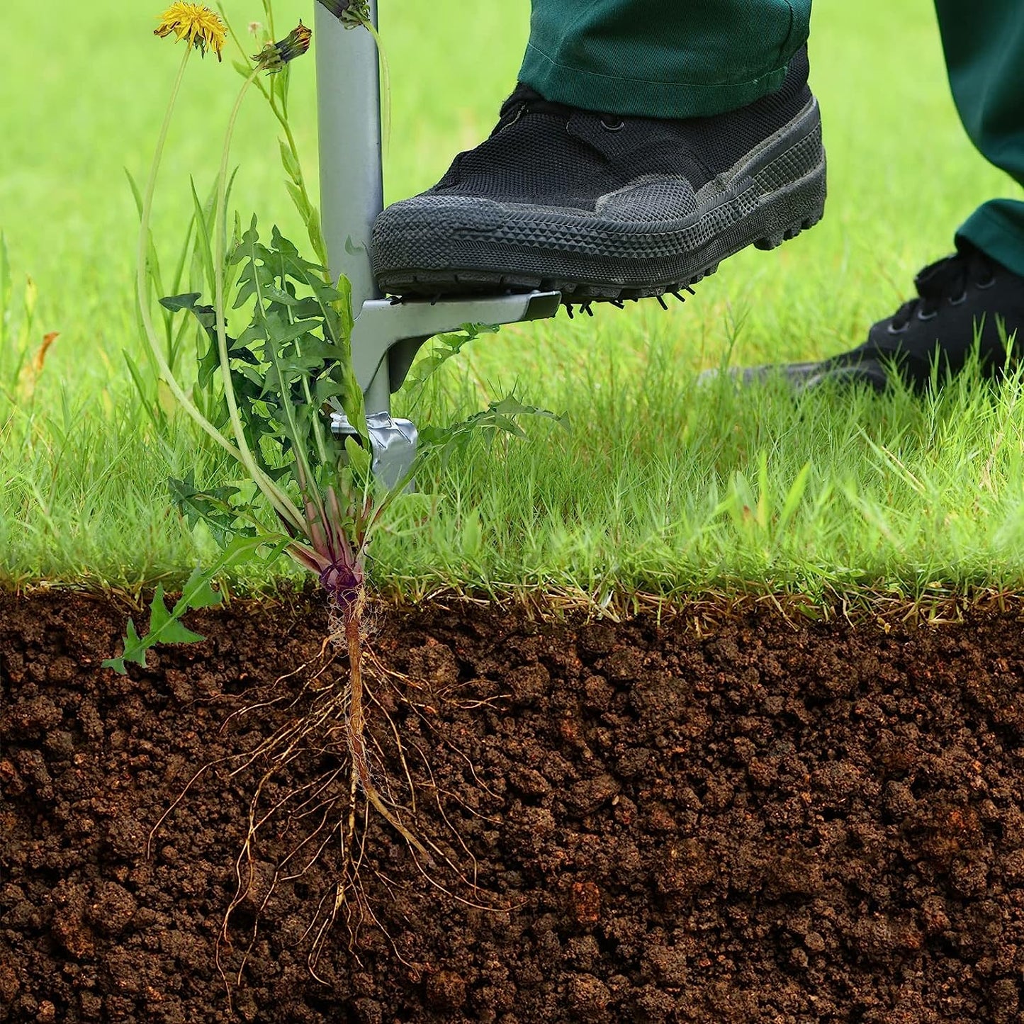 Weed Puller, Stand up Weeder Manual Weeding Tool, Long Handle Gardening Weed Puller Tool for Dandelion, Twist Hand Weeder with 2 Stainless Steel Claws Grabber