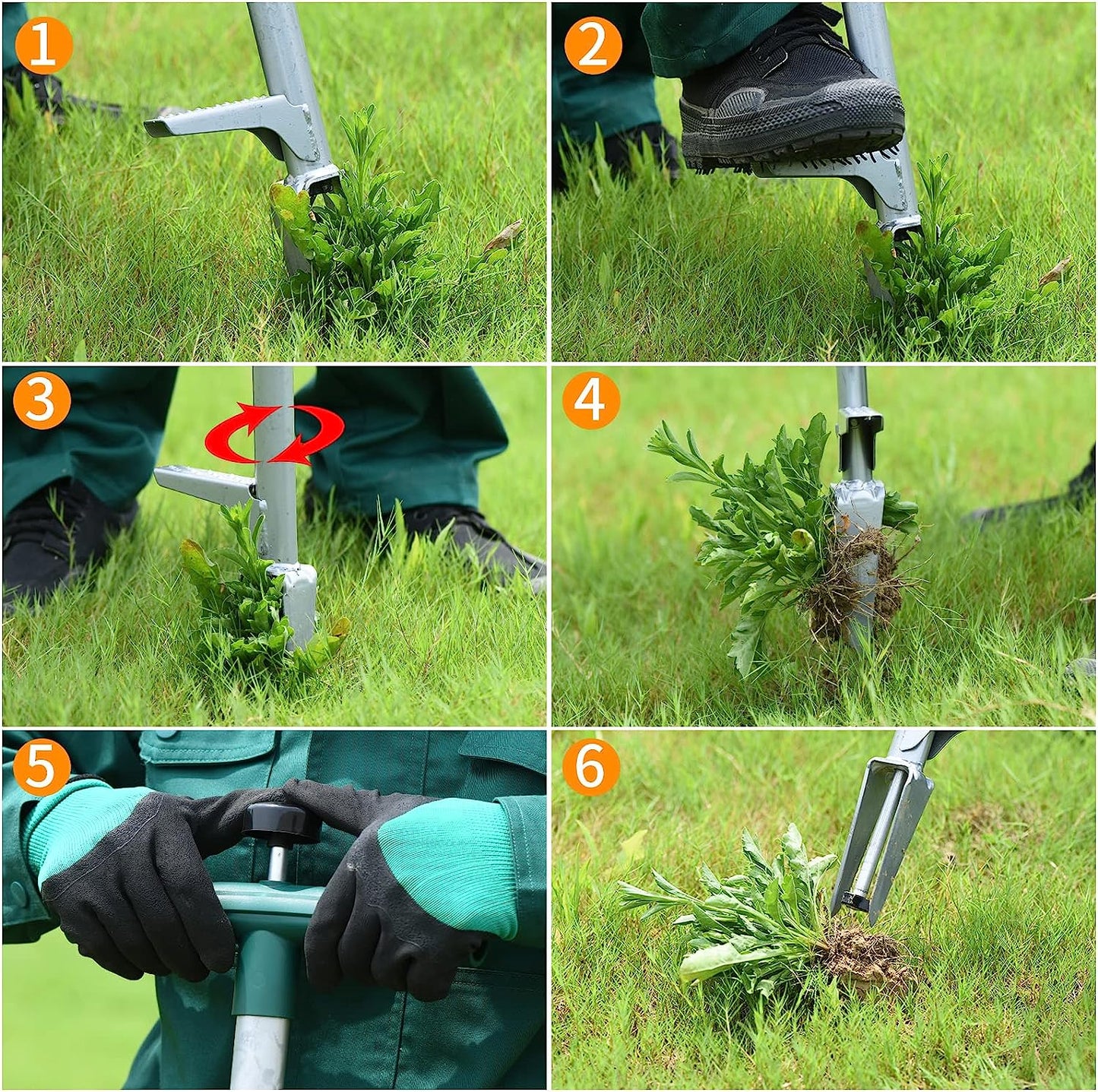 Weed Puller, Stand up Weeder Manual Weeding Tool, Long Handle Gardening Weed Puller Tool for Dandelion, Twist Hand Weeder with 2 Stainless Steel Claws Grabber