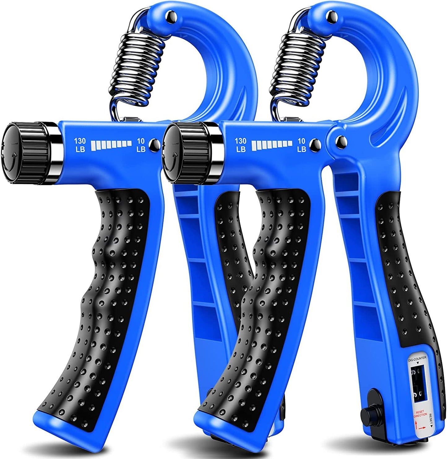 Hand Grip Strengthener 2 Pack Adjustable Resistance 10-130 Lbs Forearm Exerciser,Grip Strength Trainer for Muscle Building and Injury Recovery for Athletes