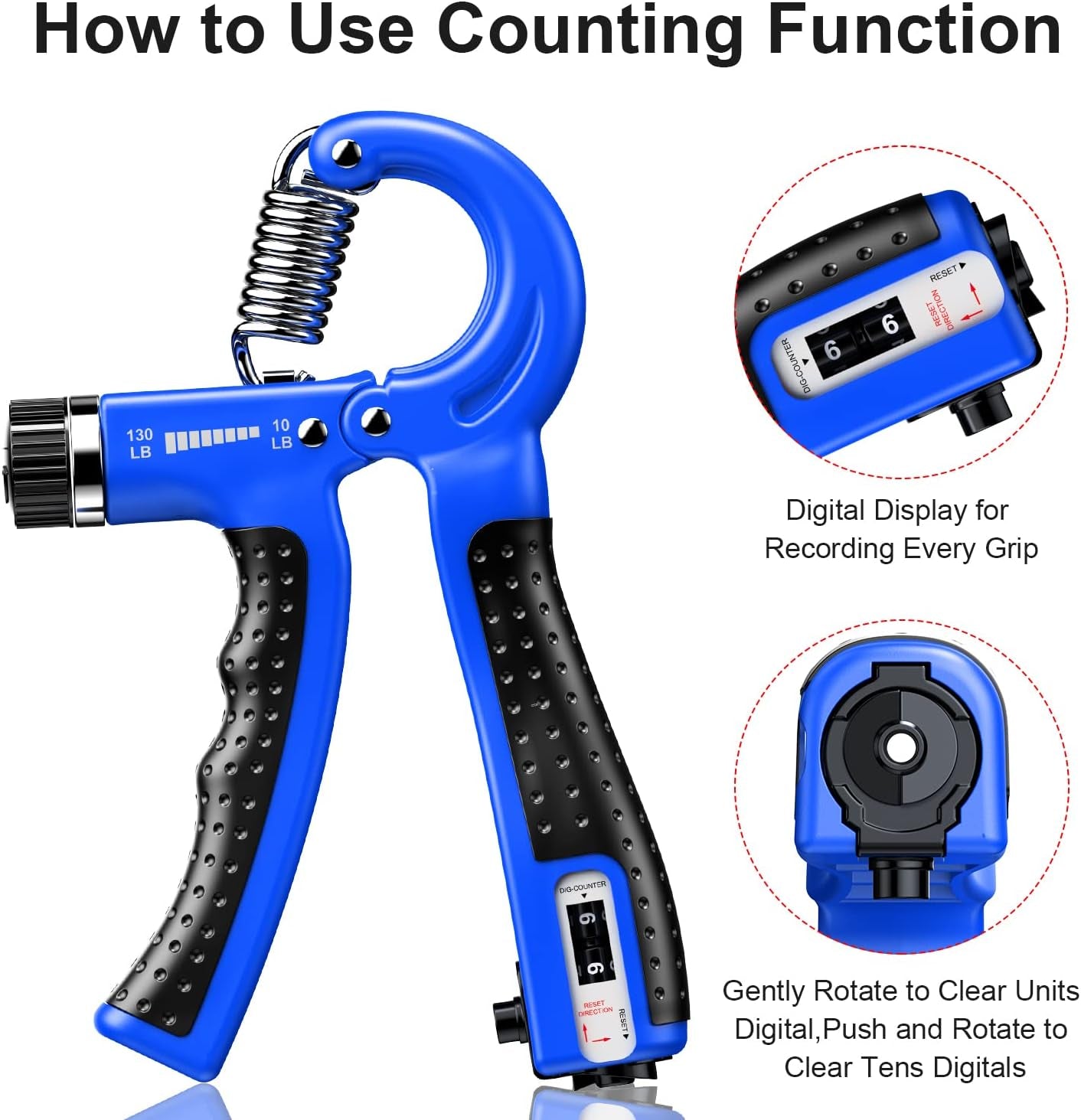 Hand Grip Strengthener 2 Pack Adjustable Resistance 10-130 Lbs Forearm Exerciser,Grip Strength Trainer for Muscle Building and Injury Recovery for Athletes