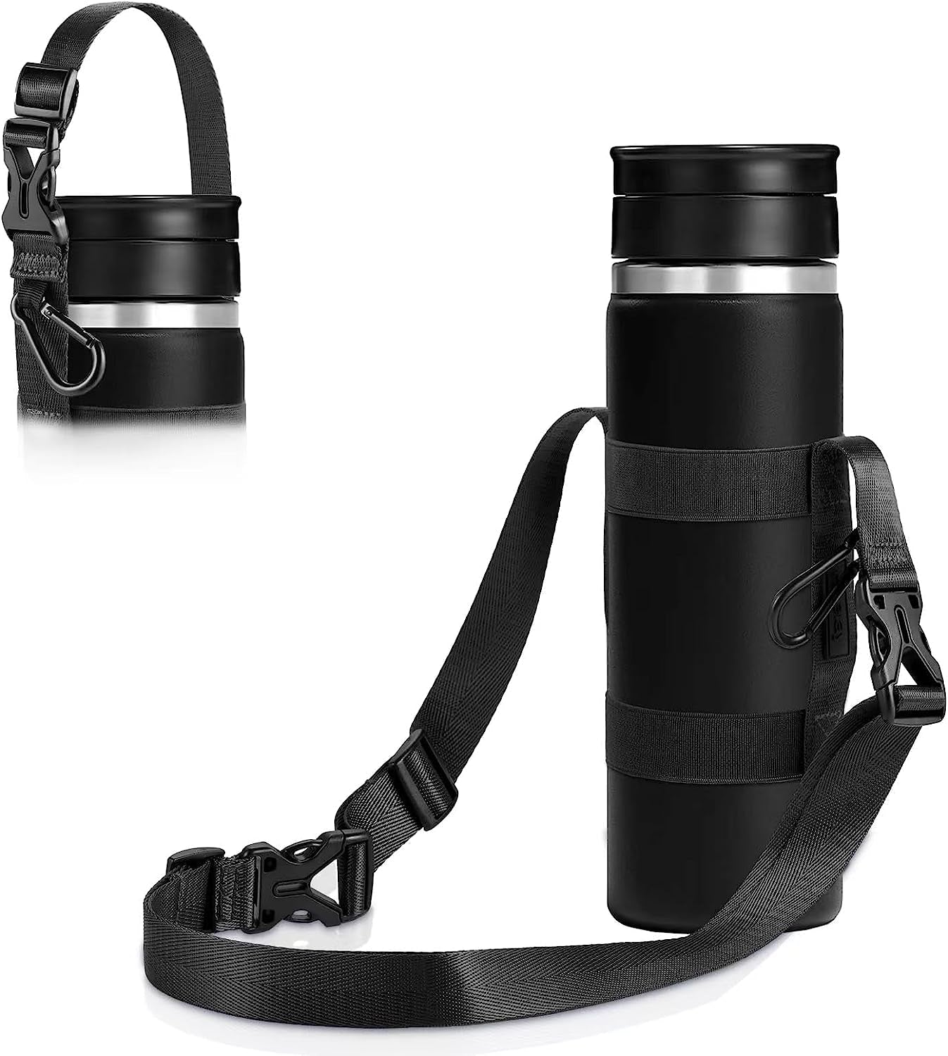 Carrier Strap, for 12/25/32/40/64 Oz Universal/Hydro Flask Water Bottles, Adjustable Shoulder Strap & Carabiner, for Walking Hiking Gym (Bottle Excluded)